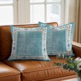 thumbnail image 3 of Throw Pillow Covers, Teal Green Coastal Decorative Throw Pillow Covers 18x18 Inch, Vintage Summer Beach Coral Shell Starfish Square Linen Pillow Cases for Couch/Living Room/Sofa, 3 of 9