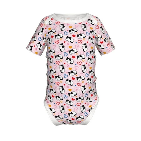

Coaee Cartoon Cat And Heart for Soft Baby Short-Sleeve Bodysuit Baby Climbing Clothes Baby Girls Boys Bodysuit Romper-6 Months