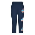 thumbnail image 5 of Juslio Girls Pants Kids Girls Fashion Print Summer Leisure Yoga Leggings Sports Cropped（Navy Capris， 10 Years）, 5 of 8
