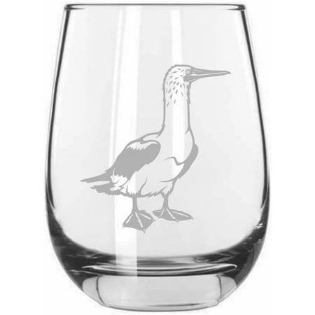 

Blue Footed Booby Body Zoo Animal Themed Etched 15.25oz Libbey Stemless Wine Glass