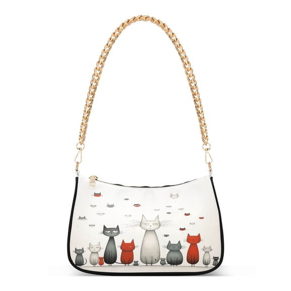 ALAZA Cartoon Cat Women's Chain Shoulder Bag Hobo Handbag Tote Crossbody Purse