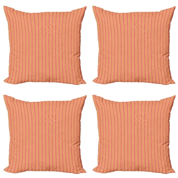Ambesonne Abstract Throw Pillow Cover 4 Pack, Bicolour Unusual Motif, 24", Dark Orange Vermilion