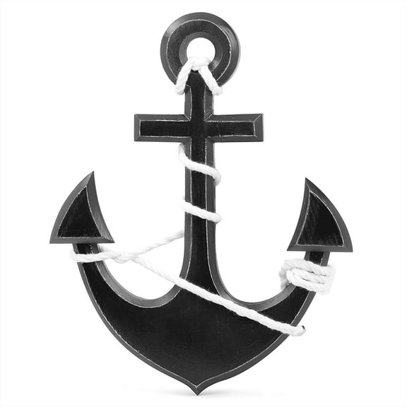 Nagina International Nautuical Pine Wood Home Decor Anchor - Pirate Decorative Wall Hanging Gift (18 Inches, Black)