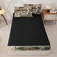 thumbnail image 4 of Castle Fairy Vintage Patchwork Wildlife Zipper Twin Comforter Sets with Fitted Sheet and 2 Pillowcases,Bear Elk Pine Cabin Paw Zipper Bedding Set,Sepia Brown Cream,Black Reversible,4-Piece, 4 of 6