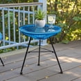 thumbnail image 2 of Tcbosik 17.7 Inch Outdoor Side Table, Round End Table with Glass Top and Metal Legs for Lawn, Patio, Garden, Backyard, Easy Assembly, Blue, 2 of 8