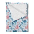 thumbnail image 2 of Octopus Ship Soft Flannel Fleece Blanket, Whales Sailing Starfish Anchor Sea Shell on Nautical Happy Nursery, Cozy Plush for Indoor and Outdoor Use, 50" x 60", Slate Blue and Coral, by Ambesonne, 2 of 5