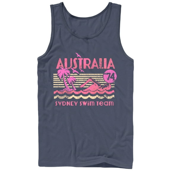 Men's Lost Gods Australia Swim Team  Tank Top Navy Blue Medium