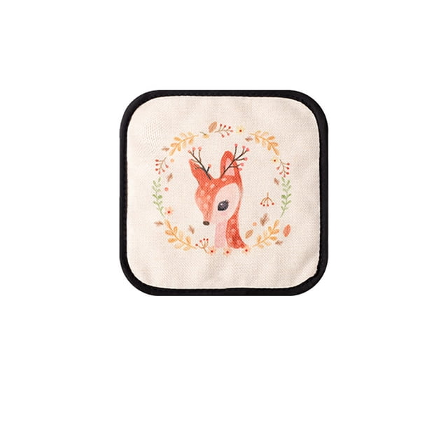 WREESH Cartoon Dining Table Mat, Heat Pad,Pot Holder, Heat-Resistant Linen Fabric, Cute Anti-Scalding Mat