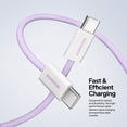 thumbnail image 4 of Powertek Fashion USB-C to USB-C Cable 6ft Purple, 60W Fast Charging Type-C Braided Cable for iPhone 15 and Newer, Galaxy, iPad, Tablets & USB-C Devices, 4 of 8