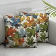 thumbnail image 3 of Shangniulu Colorful Maple Leaves Pillow Covers Set of 2 Fall Pillow Covers Blue Beige White Stripes Decorative Pillow Cover Autumn Throw Pillow Covers for Patio Outdoor Indoor Couch White, 3 of 7