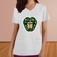 thumbnail image 2 of BiZtdJrK St Patricks Day Scrubs for Women Funny Shamrock Print Tees Shirts Loose Fit Casual V Neck Scrub Tops Summer Vacation Outfits White L Todays Sales, 2 of 5