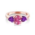 thumbnail image 2 of Gem Stone King 18K Rose Gold Plated Sterling Silver 3-Stone Ring Purple Amethyst and Set with Pink Zirconia, 2 of 4
