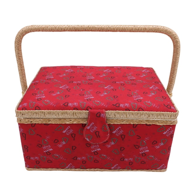 Cesta De Costura De Gran Capacidad, Caja Organizadora De Suministros De Patrones De Letras Para Amantes De Las Manualidades Con Bandeja Desmontable, Bolsa Interior Con Almohadilla