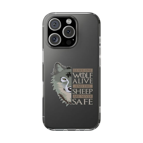 Clear Hybrid Shockproof Case for Apple iPhone 16 PRO - Leave One Wolf Alive Bold Design
