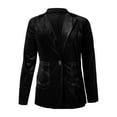 thumbnail image 5 of Womens Fall Jacket Elegant Velvet Long Sleeve Lapel One Button Blazer Suit Slim Party Lightweight Jackets Black, 5 of 5