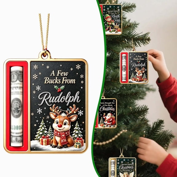 Christmas Cash Gift Ornament,Fun Money Holders For Xmas,Reindeer Money Ornaments,xmas Tree Ornament,Cash Slot Ornament,Fun Ways To Give Money For Xmas,Party Favor