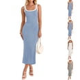 thumbnail image 5 of Women's Sexy Backless Satin Maxi Dress V-Neck Side Cutout High Split Graduation Dress, 5 of 5