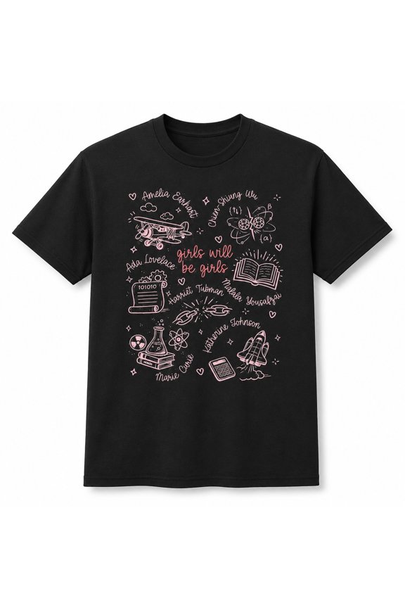 Women in History Doodle Graphic T-Shirt, Unisex Classic Fit Cotton Tee