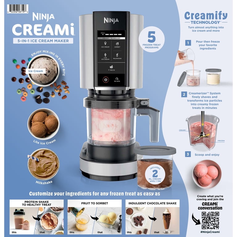 Ninja CREAMi Ice Cream Maker, for Mix-ins, Milkshakes, Sorbet, 5