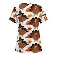 thumbnail image 3 of Xfvqtps Thanksgiving Scrub Tops for Women Soft V-Neck Scrubs Comfortable Nursing Uniforms Thanksgiving Turkey Print Short Sleeve Workwear Top Working Uniforms with Pockets Multicolor, 3 of 3