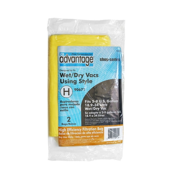 Wet/Dry Vacuum 5-9 U.S. Gallon Replacement High Efficiency Filtration Bags