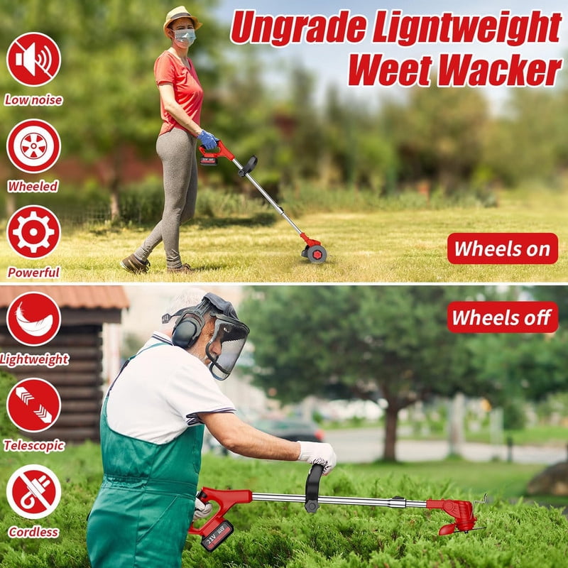 XXLYY Electric Weed Wacker, 3 in 1 Cordless Grass Trimmer with 2 X 21V 2000mAh Batteries, Lightweight String Trimmer for Garden and Yard Lawn