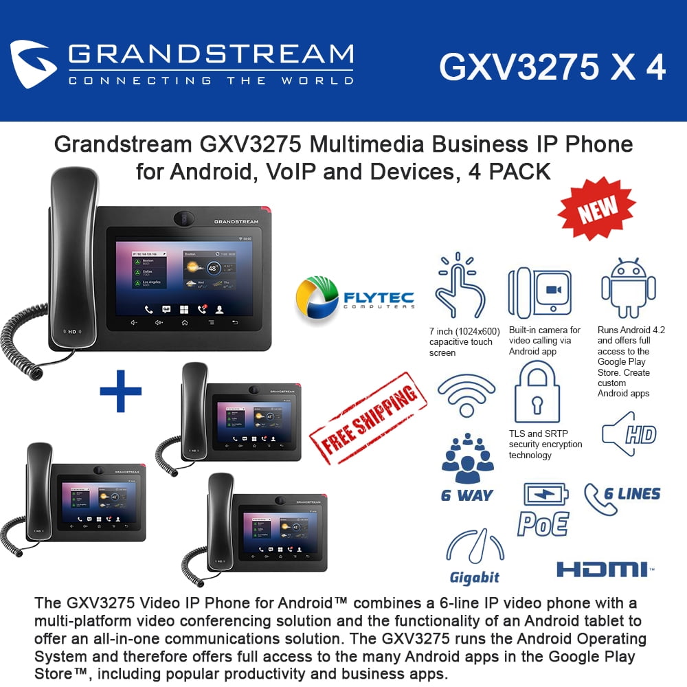 Grandstream GXV3275 4-UNITS, 6 lines Multimedia IP Phone, VoIP and Devices