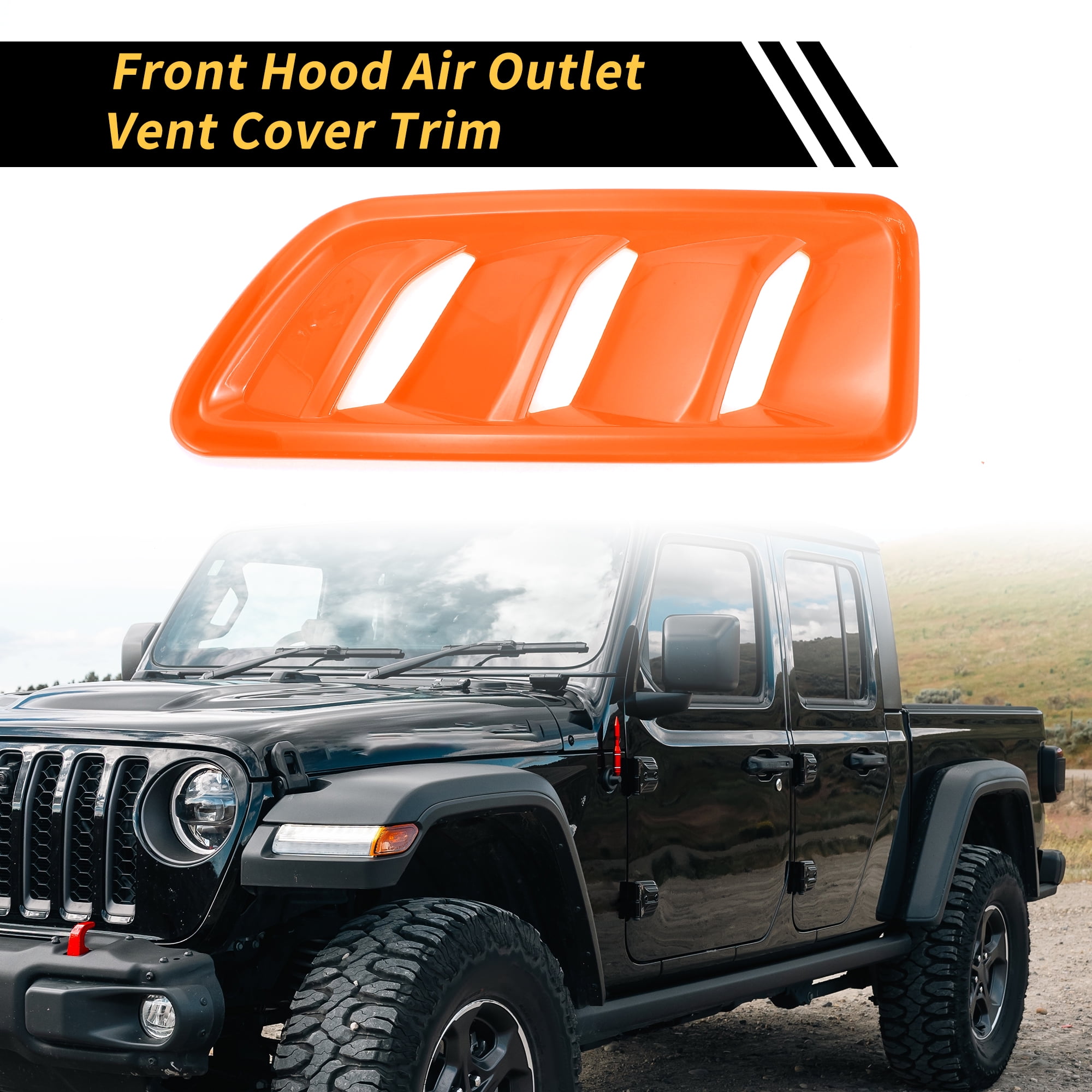Unique Bargains 1 Pair Car Front Hood Air Outlet Vent Cover Trim for Jeep Wrangler JL JLU Gladiator 2018-2024 Hood Engine Bonnet Air Vent Outlet Cover Bezels ABS Orange