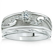 Personalized Diamond Scroll Patterned Bridal Set