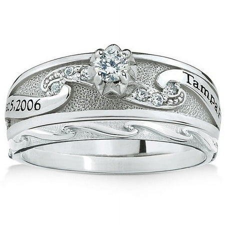 Personalized Diamond Scroll Patterned Bridal Set
