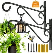Kabb Hanging Plant Brackets, 2pcs 12 Inch Heavy Duty Wall Mount Bracket Strong Durable Rust-Resistant Plant Hanger Hook with High Load Capacity 120lb for Hanging Plants Bird Feeder Lantern Wind Chimes