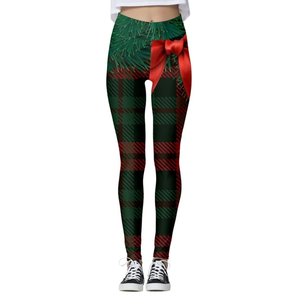 Leggings de cintura alta Gibobby Mujer Impresión digital 3D Navidad para Yoga Correr Gimnasio negro L
