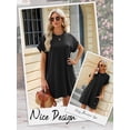 thumbnail image 6 of Hibeli Women Round Neck Short Sleeve Pocket Solid Color Mini Dress, 6 of 7