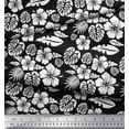 thumbnail image 3 of Soimoi Black Cotton Cambric Fabric Monstera Leaf & Floral Print Sewing Fabric Yard 56 Inch Wide, 3 of 3