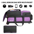 thumbnail image 5 of WOLT Bowling Ball Bags 3ball Double Roller Bag with Wheels Separate Shoe Compartment and Accessory Pocket, Retractable Handle Extends to 38’’ Purple, 5 of 7