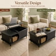 thumbnail image 3 of FFH 39.37" Wood Coffee Table, Lift Top Dining Center Table with Hidden Compartment and Large Storage Shelf for Home, Office, Black, 3 of 7