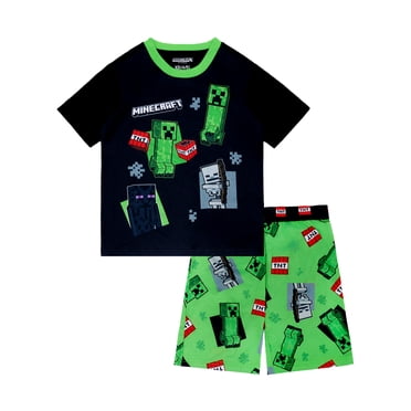 Minecraft 2-Piece Short Sleeve and Short Pajama Set, 4-16
