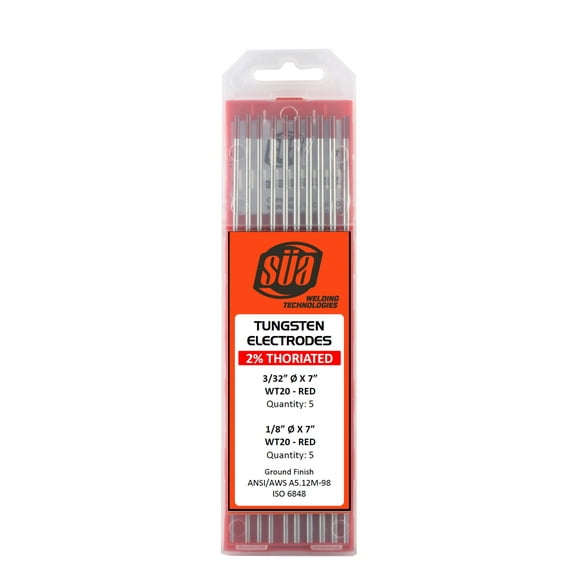SÜA - 2% Thoriated Tungsten Electrode - Mixed Sizes - 3/32" & 1/8" x 7" - (Red Tip)