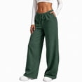 thumbnail image 3 of Sweatpants for Women Plus Size Winter Solid Color Elastic Waist Warm Pants Athletic Wide Leg Drawstring Trousers with Pockets, 3 of 8