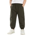 thumbnail image 2 of Bxsruta Boys Cargo Pants Elastic Waist Joggers Casual Outdoor Active Trousers, 2 of 8