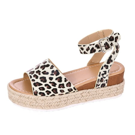 

Sandals For Women Summer Womens Fashion Casual Leopard Peep Toe Platforms Wedges Sandals Shoes Stylish Shoes