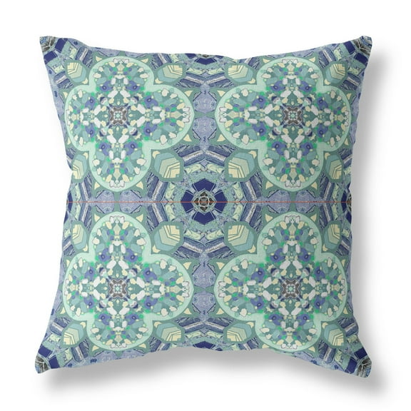 Clover Leaf Floral Suede Zippered Pillow with Insert Light Aqua Blue 20"x20"