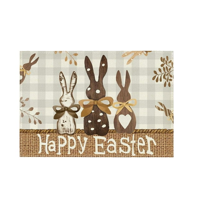 SDNall Easter Table Decorations, Easter Bunny Decorations, Easter Placemats Set - Vintage Table Decorations with Bunny and Chick Designs for Spring Holidays, Placemats for Dining Table