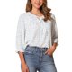 thumbnail image 4 of INSPIRAR CHIC Blusa Bohemia para Mujeres con Estampado Floral, Cuello con Cinta, Manga 3/4, Tops Casual S Blanco Azul, 4 of 6