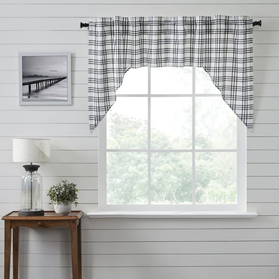 VHC Brands, Sawyer Mill Plaid Swag, Black, 36x36x16, Set of 2