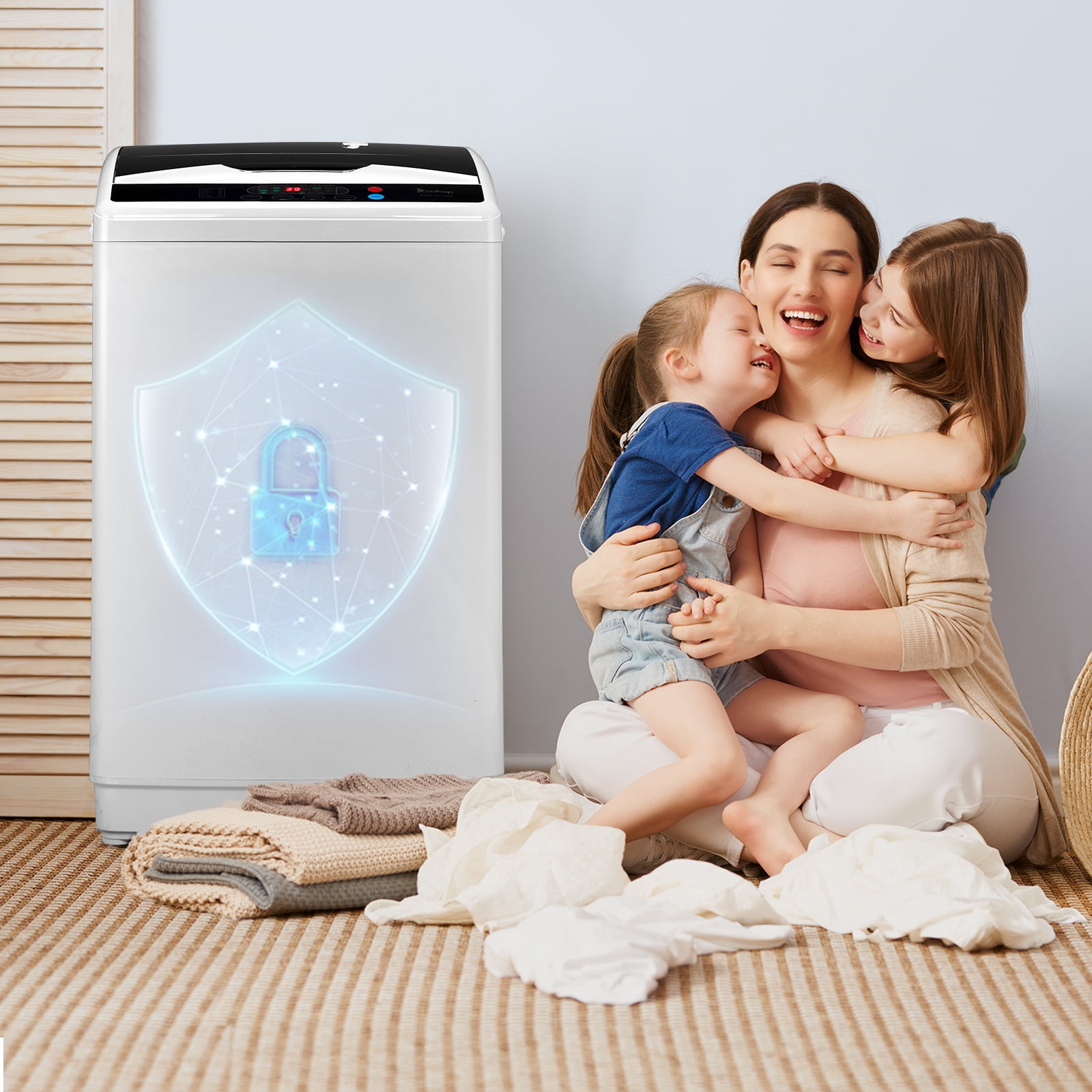 Zimtown Full Automatic Washing Machine, 25 lbs Top Load Portable Washer with Drain Pump