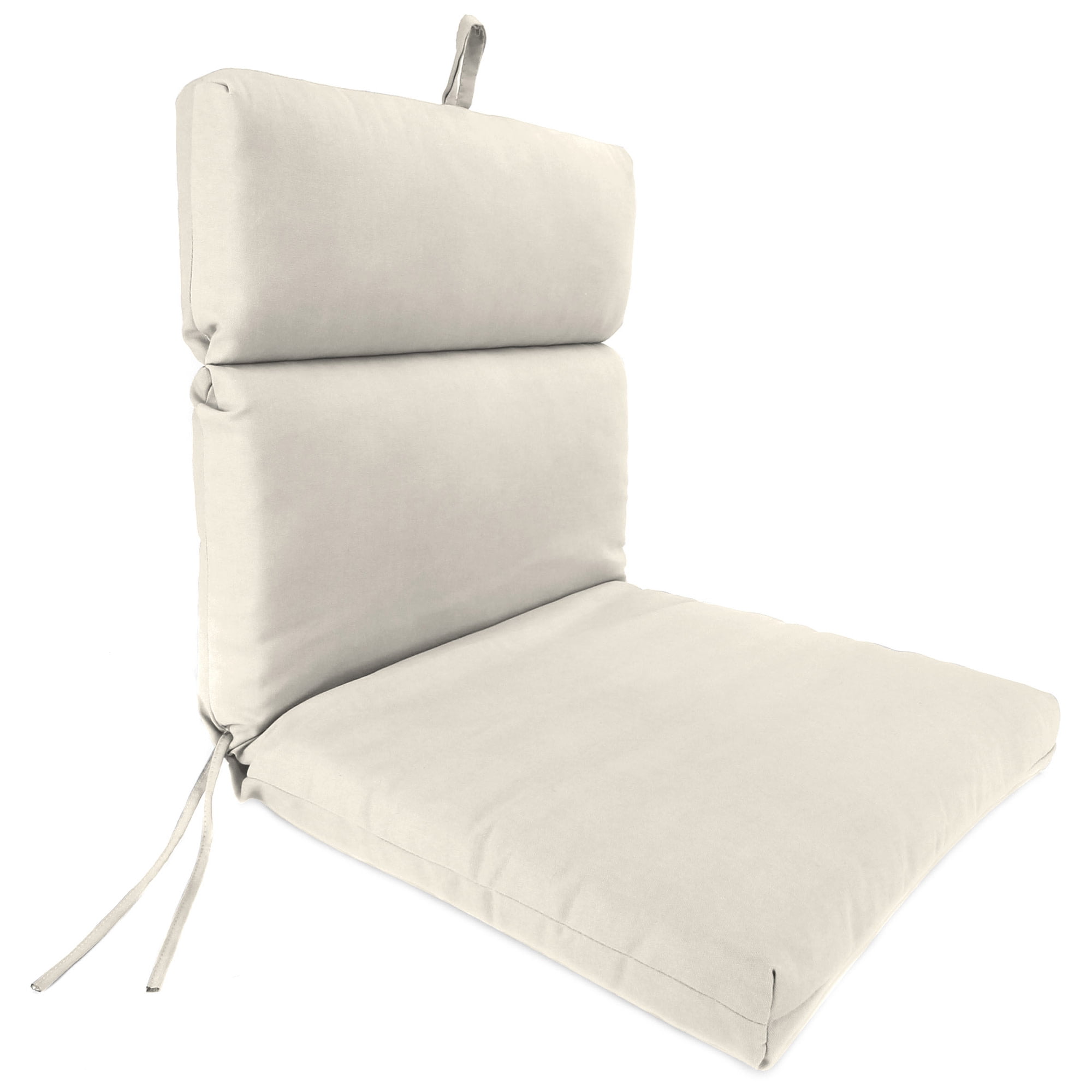 Jordan Manufacturing 44" x 22" Veranda Cream Solid Rectangular Outdoor Chair Cushion with Ties and Hanger Loop (2 Pack)