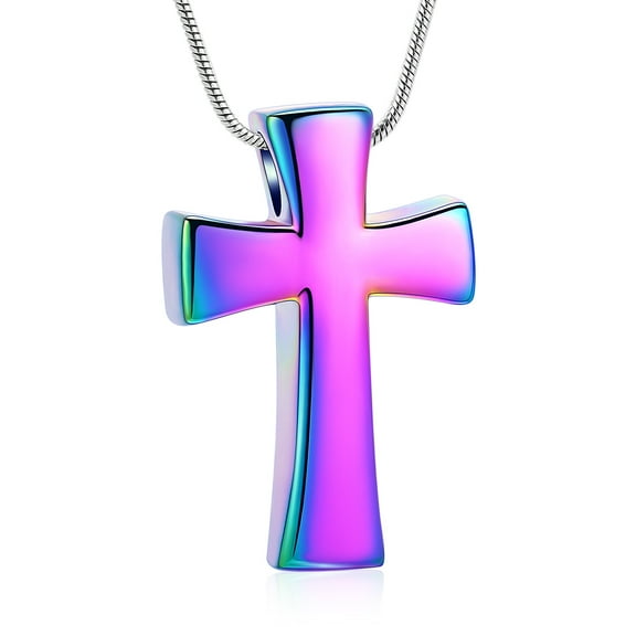 Stainless Steel Cross Urn Pendant Pet Memory Necklace for Cremation Ashes Holder Memorial Jewelry