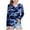 Blue, variant on dazeni Girl's Camo Print Long Sleeve Tee Shirt V Neck Fall Casual Tee Tops Loose Casual Tuinc Tops for Kids