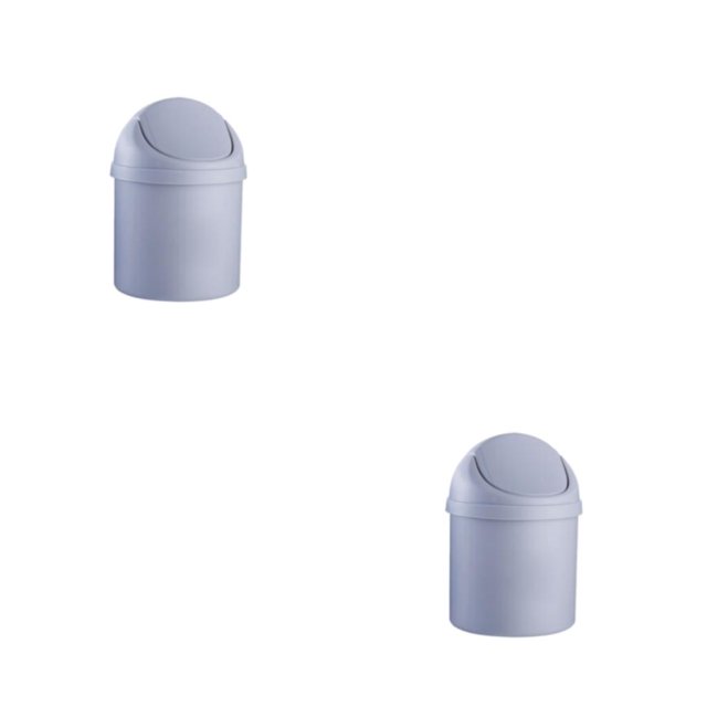 Advancent Cubo de basura de escritorio ABS, tapa abatible portátil sellada de Color sólido, reemplazo inodoro, cubo de basura de oficina en Gris 2piezas